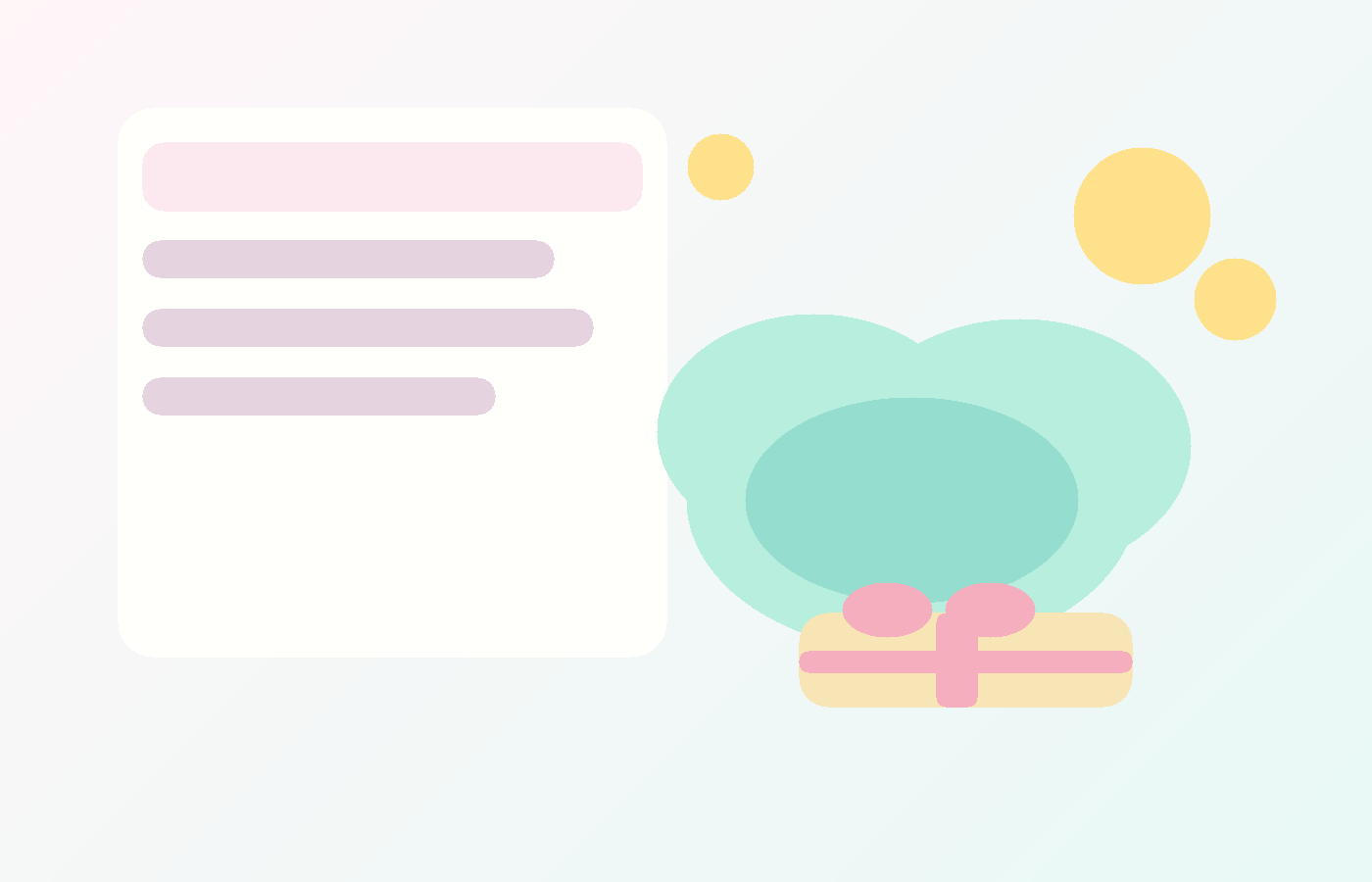 Pastel slime care card beside a cute gift setup