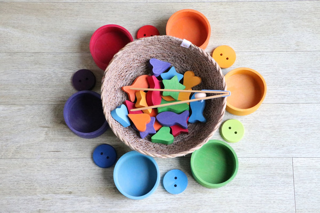Colorful tactile gift pieces arranged in bowls for texture lovers