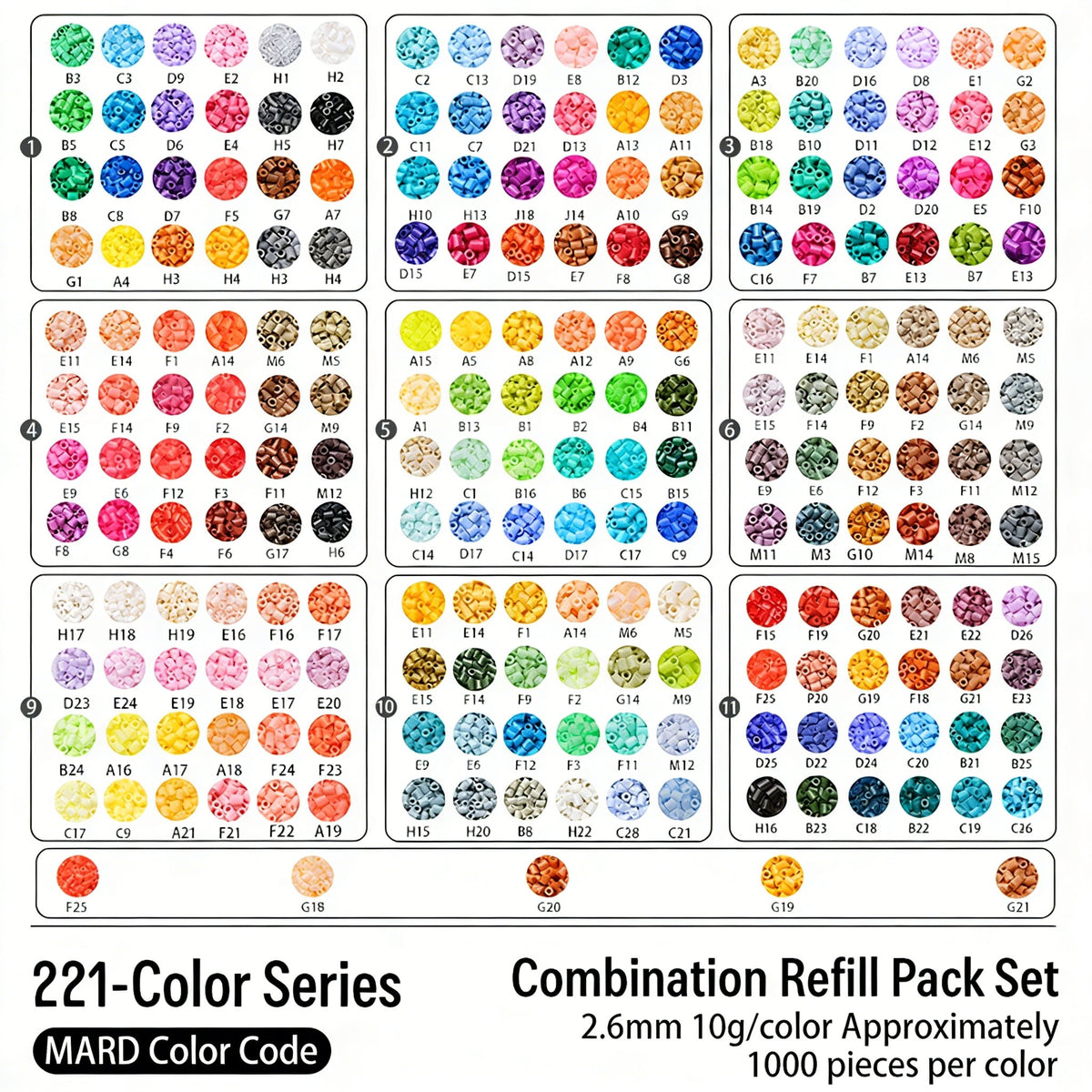 Multi-Color Mini Fuse Beads Refill Packs (2.6mm)