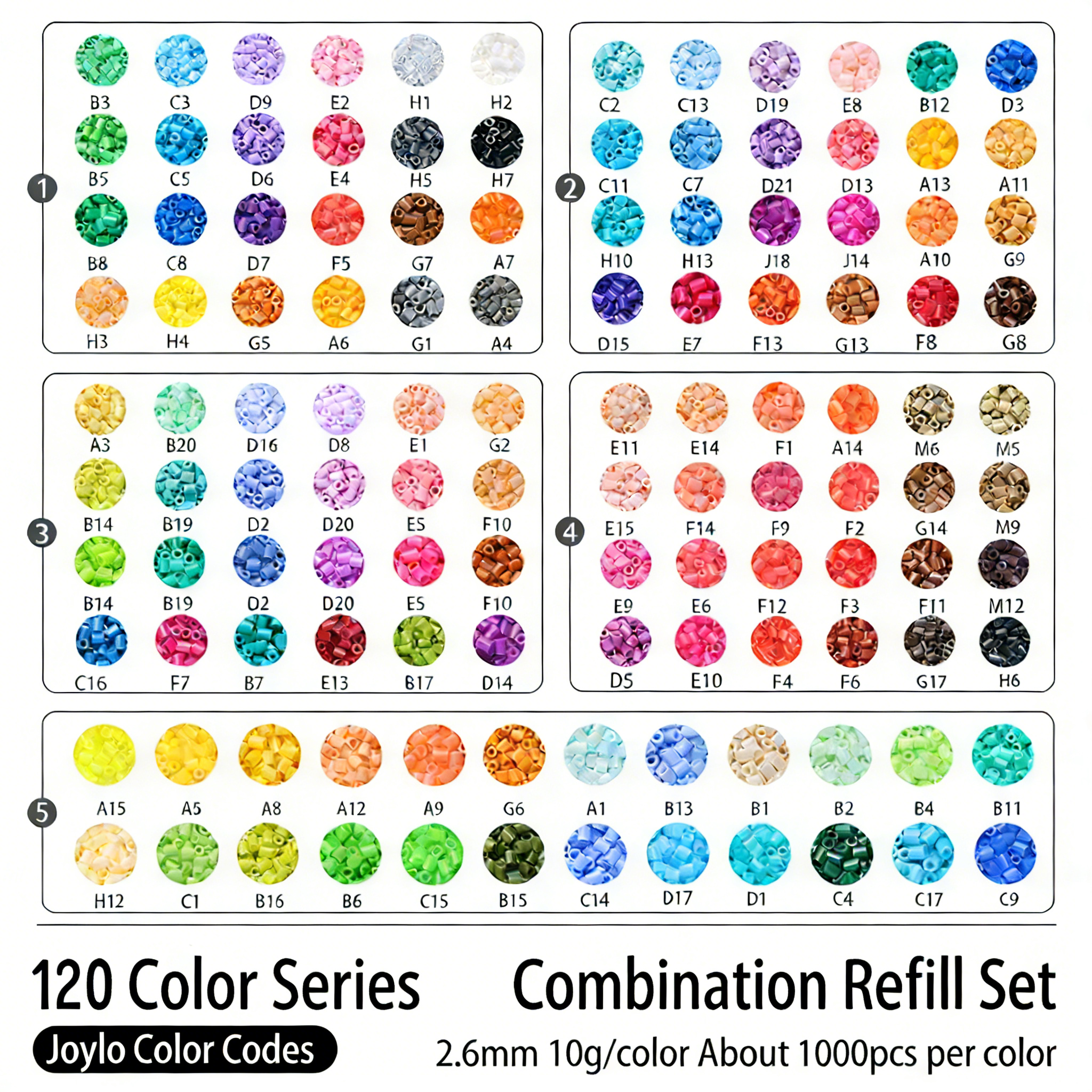 120-Color Fuse Beads Collection | DIY Perler Bead Refill Set