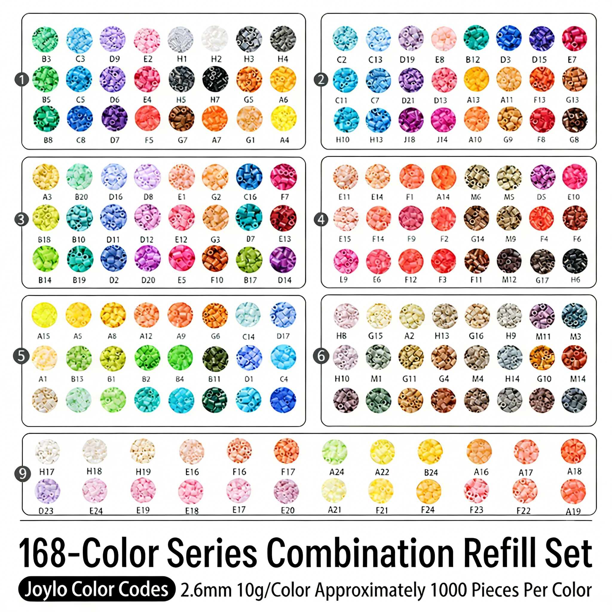 168-Color Fuse Beads Collection | DIY Perler Bead Refill Set