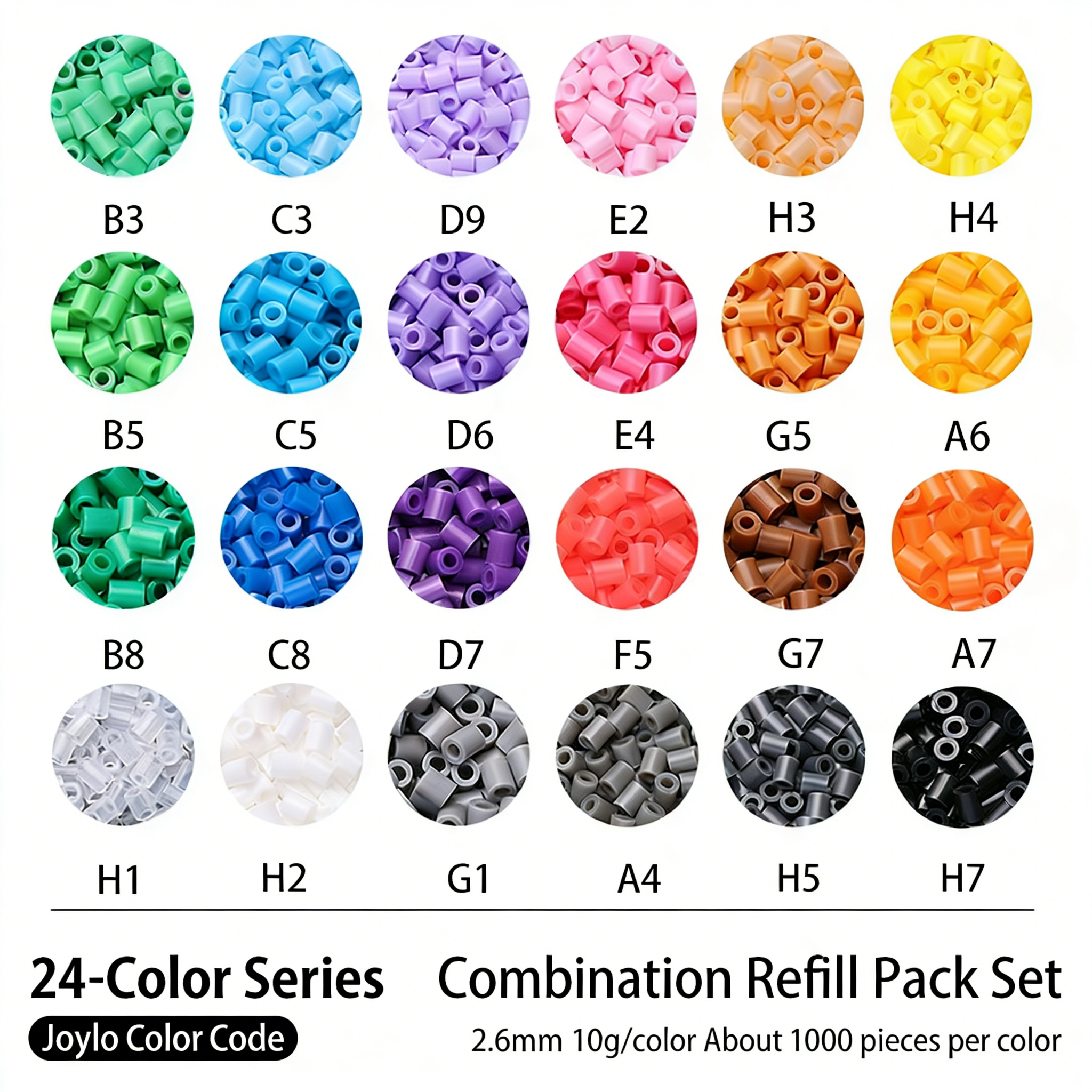 24-Color Fuse Beads Collection | DIY Perler Bead Refill Set