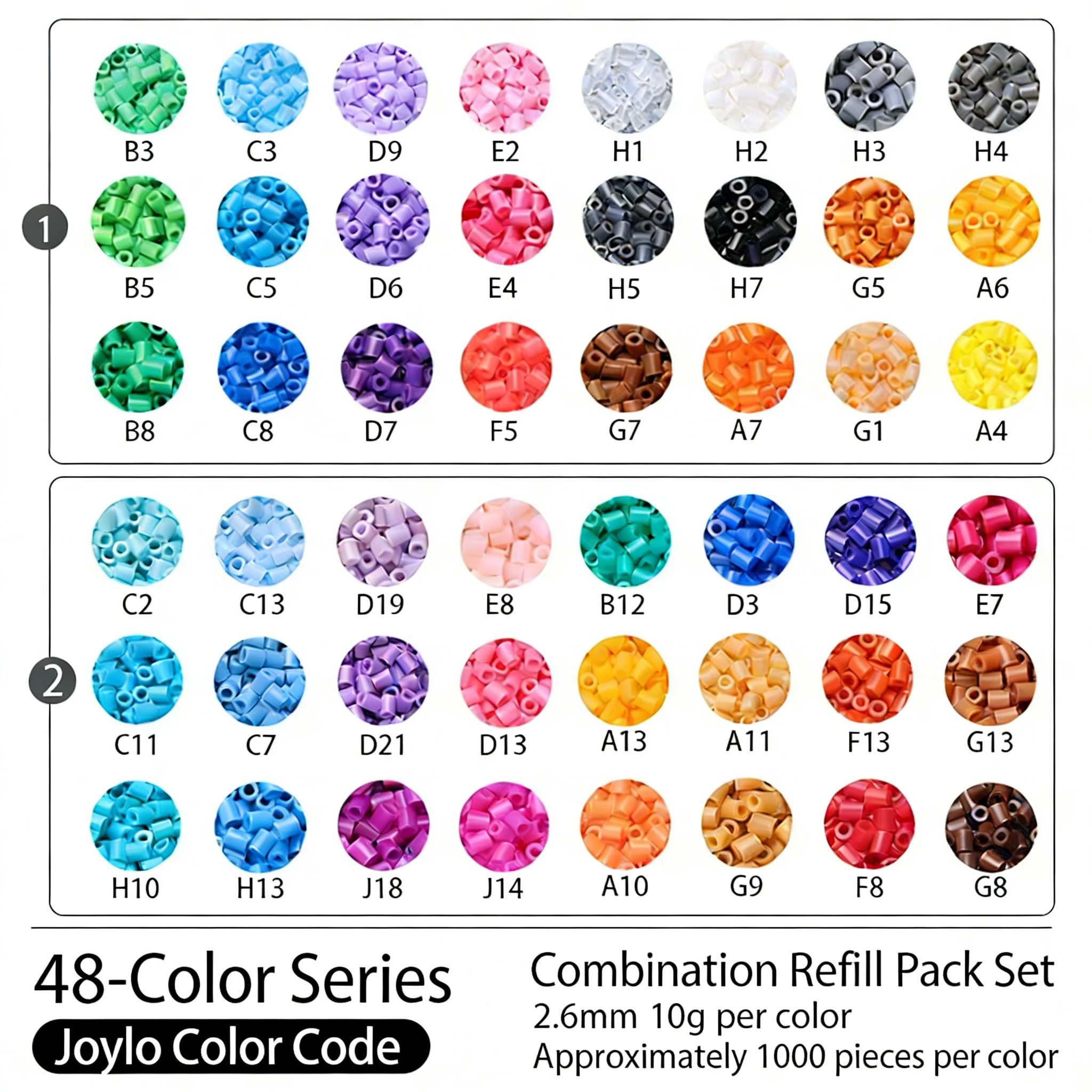 48-Color Fuse Beads Collection | DIY Perler Bead Refill Set