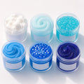 Blue ocean six tub slime kit arranged on a clean background