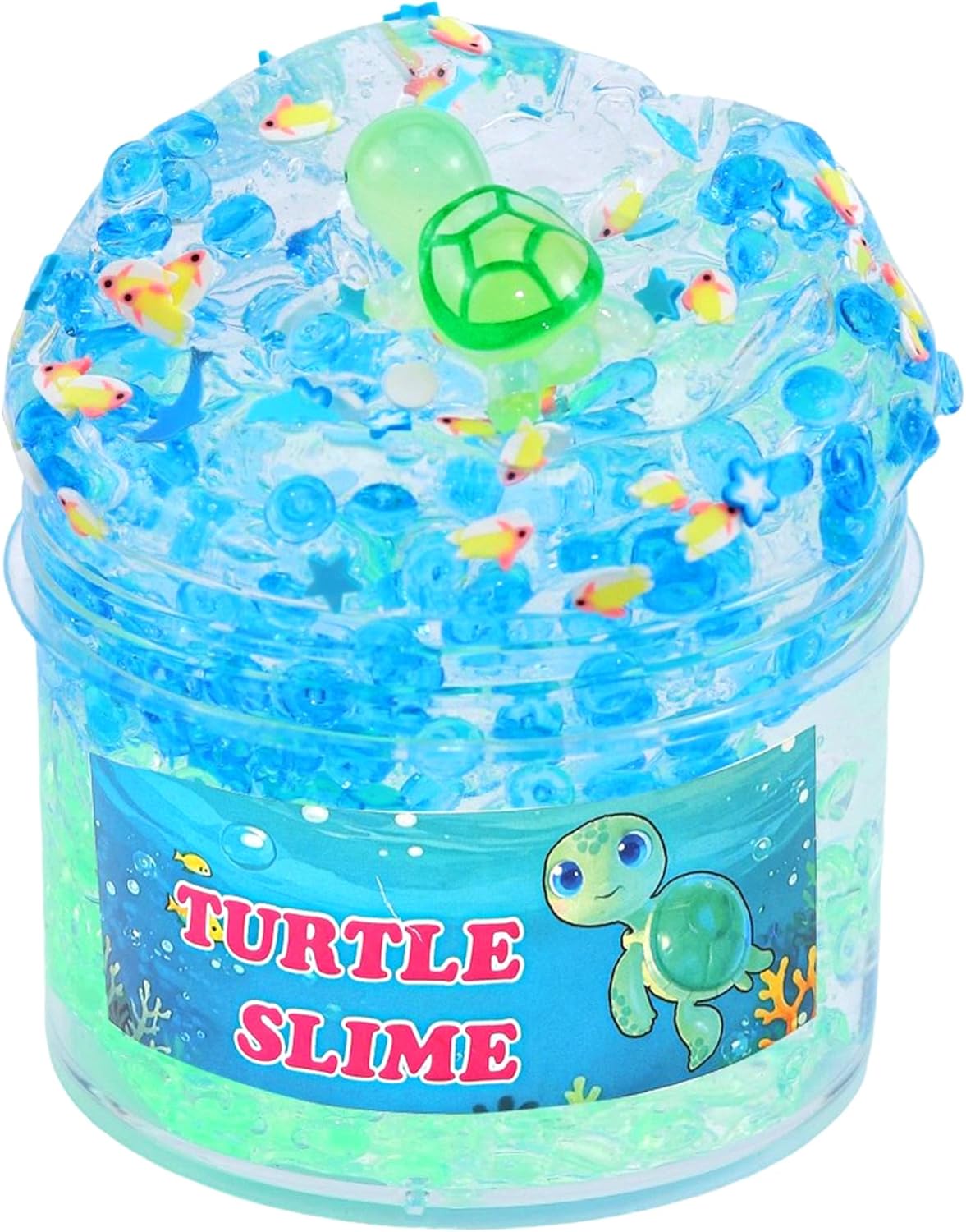 Clear Glitter Slime Kit with Little Turtle Toy for Girls Age 6-14,Crunchy Slime Supplies for Kids,Fun DIY Craft Gift for Birthdays Party Favors