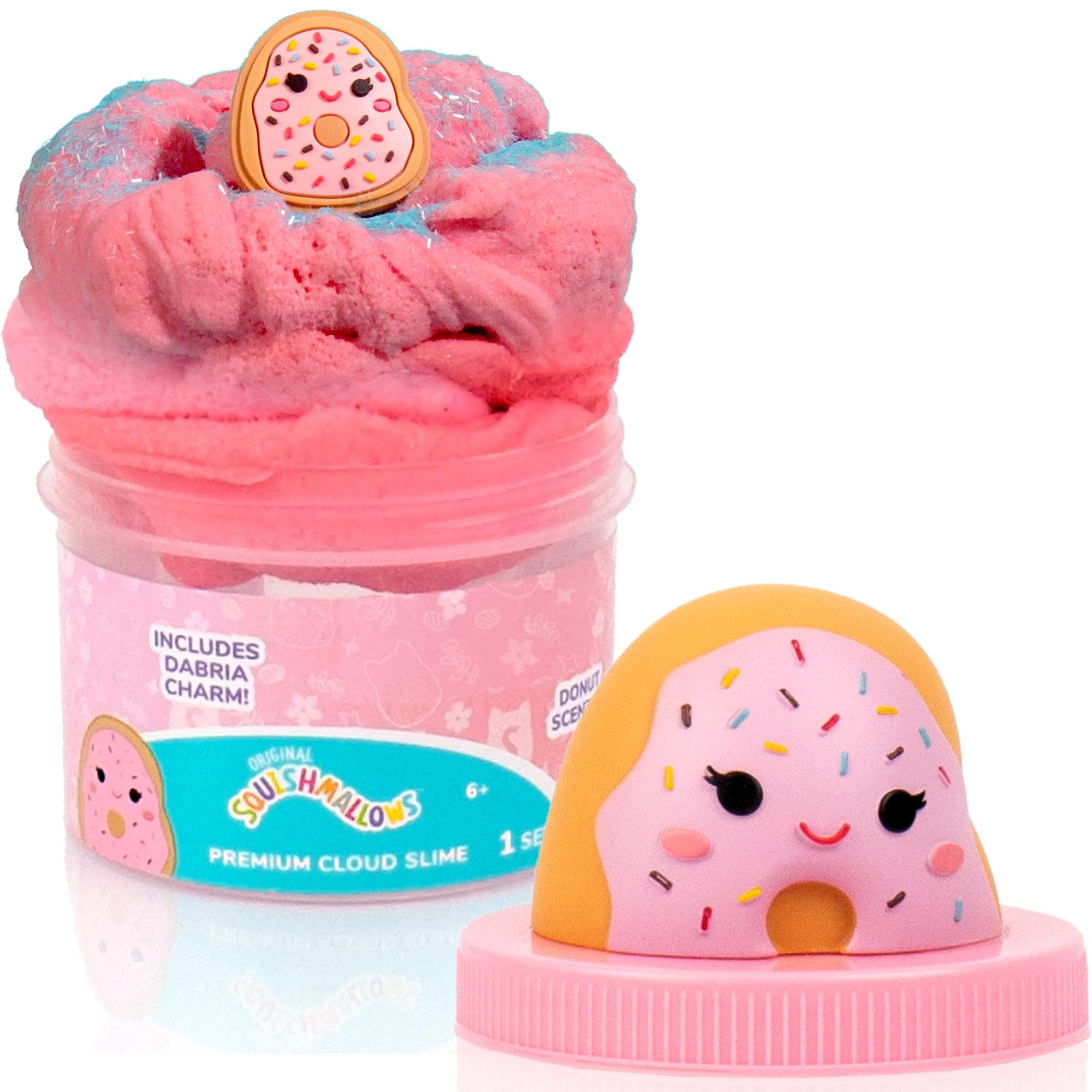 Original Squishmallows Archie The Axolotl Premium Cloud Slime, Cotton Candy-Scented, 8 oz., Storage Container with Figurine Topper, Rubber Charm, Goodie Bags Stuffers, Kids Party Favors, Sensory Toys