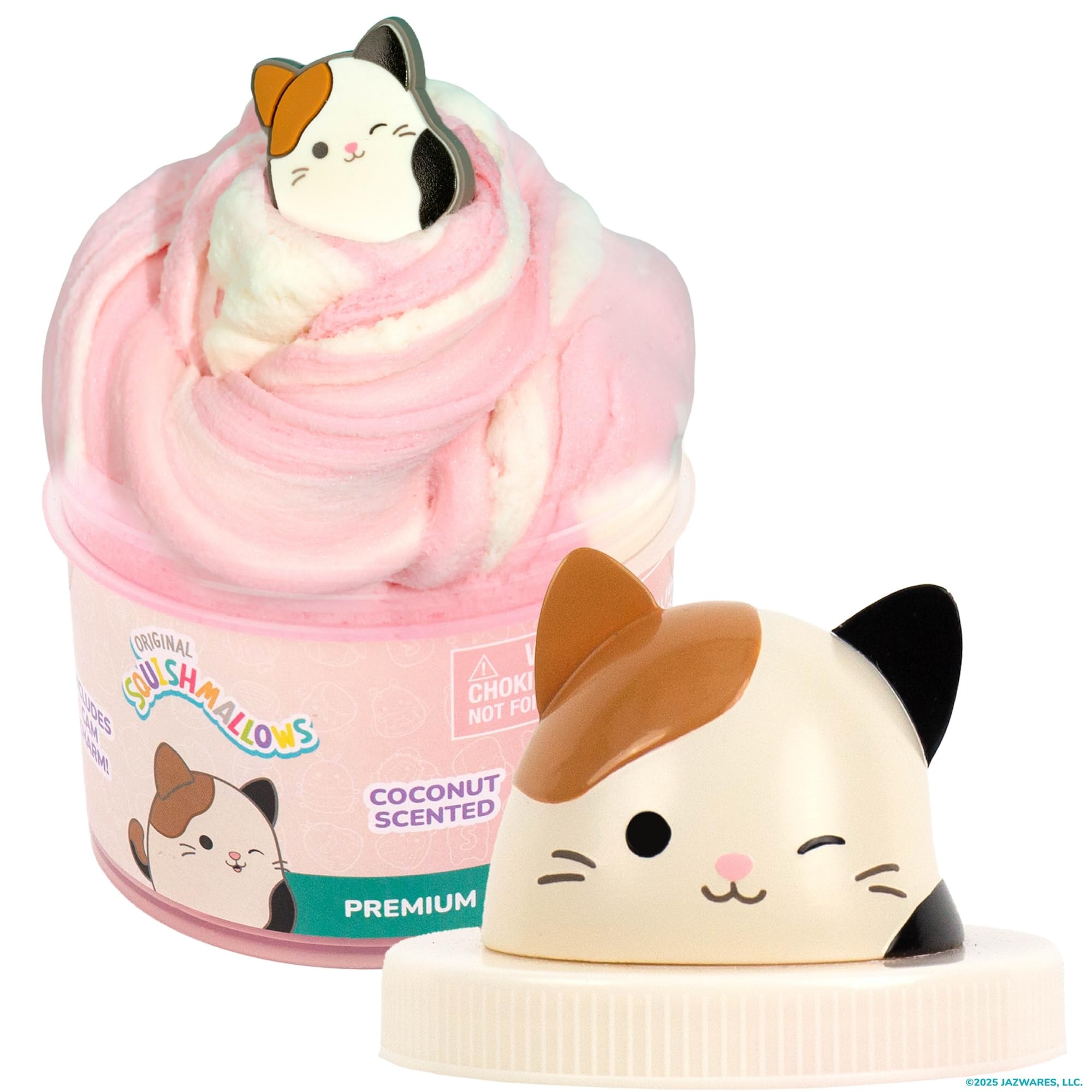 Original Squishmallows Pyle The Mushroom Premium Cloud Slime, Grape Scent, 8 oz. Jar Storage Container with Figurine Topper, Rubber Charm, Goodie Bags Stuffers, Kids Party Favors, Sensory Toys