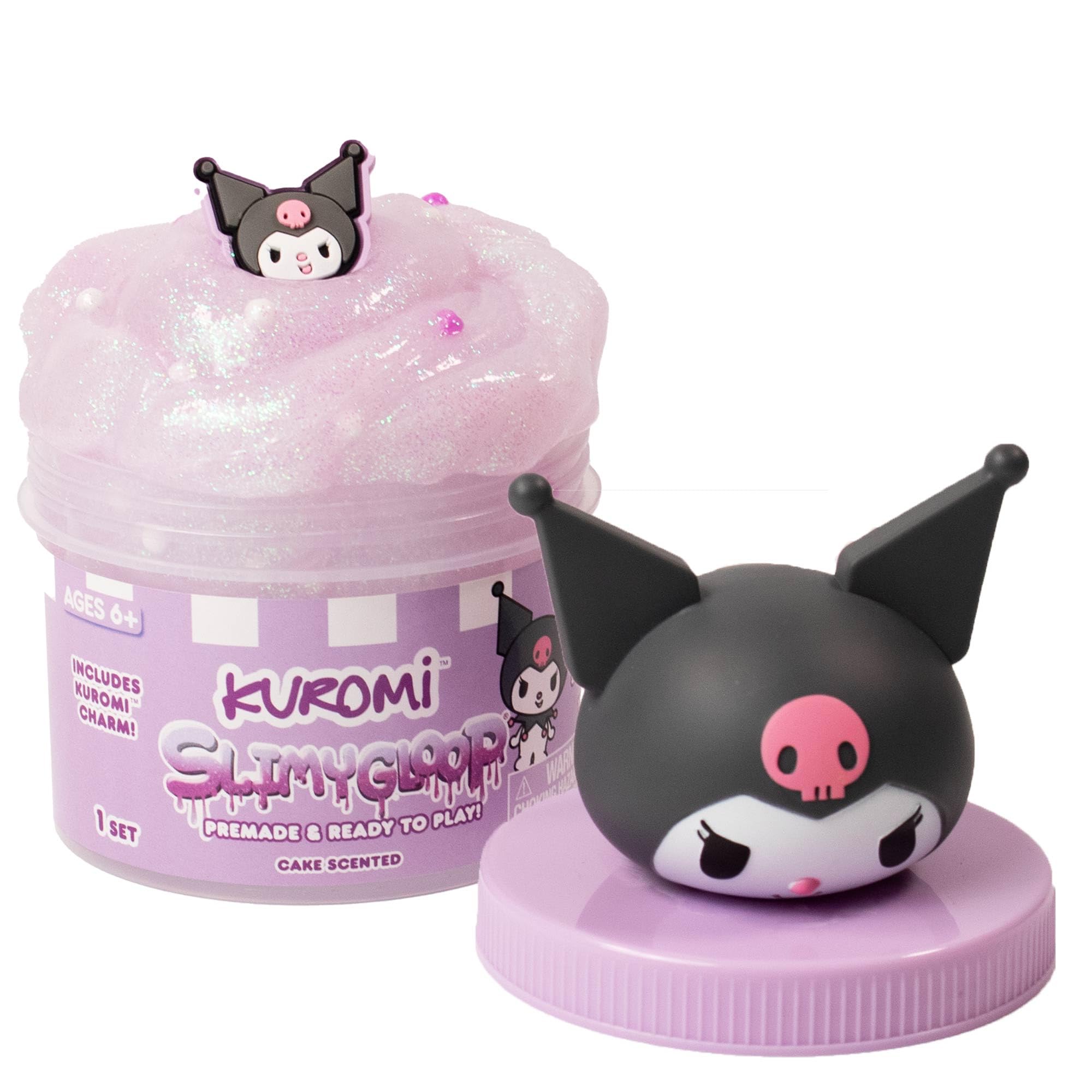 Hello Kitty SLIMYGLOOP Jar, 8 oz Red & White Cotton Candy Scented Slime, Includes Beads & Hello Kitty Charm