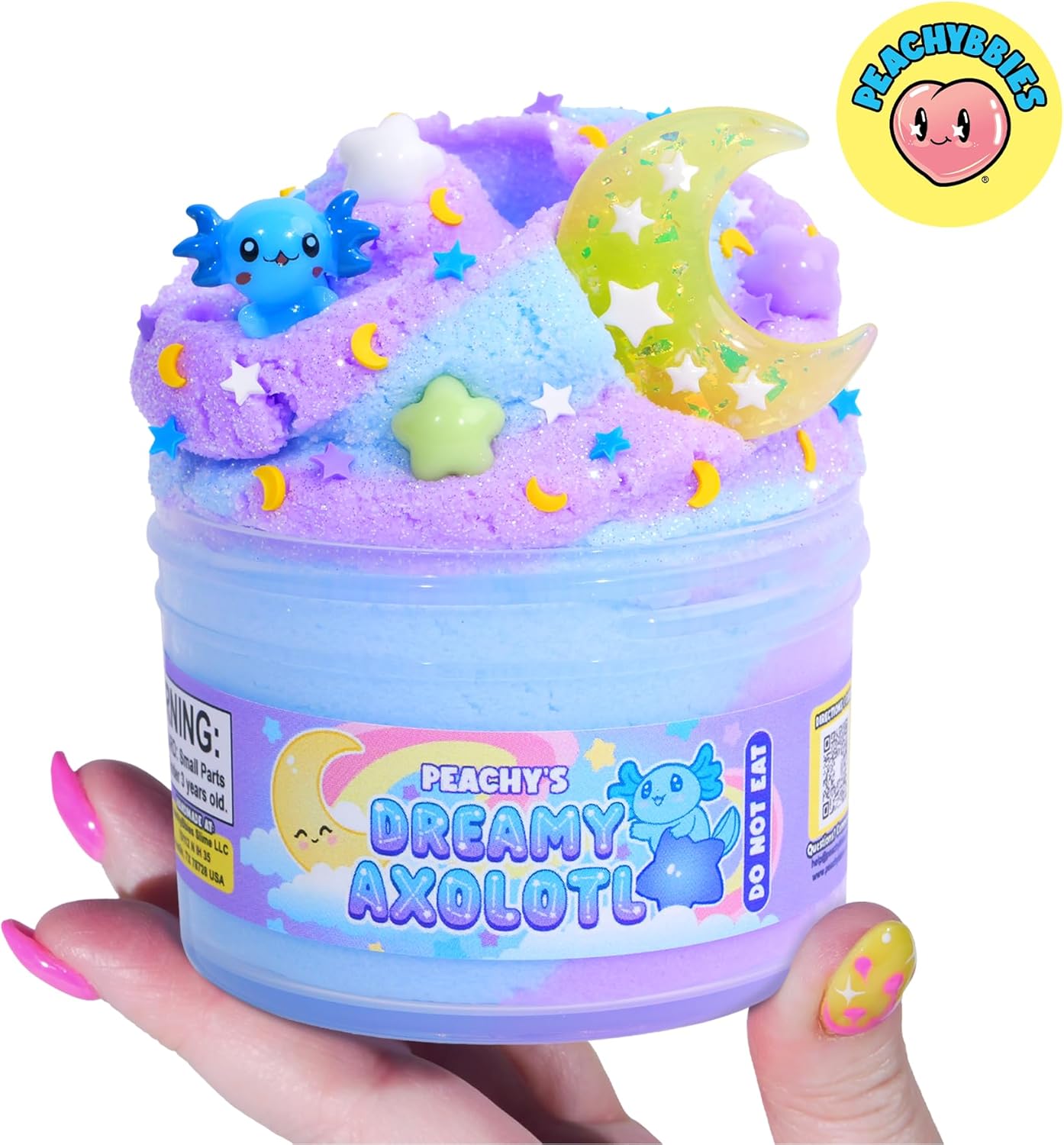 Peachybbies Dreamy Axolotl Cloud Slime - Made in USA Premium, 100% Authentic, 7 oz., Scented for Kids, ASMR, Axolotl Gifts, Slime Charms, Fidget Toys