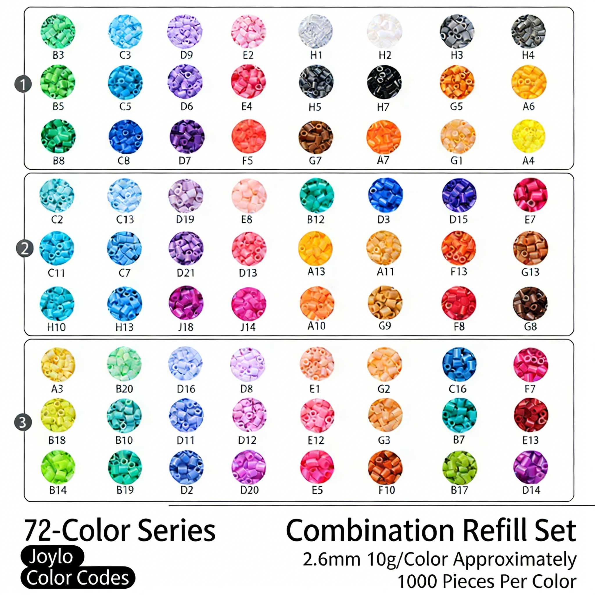 72-Color Fuse Beads Collection | DIY Perler Bead Refill Set