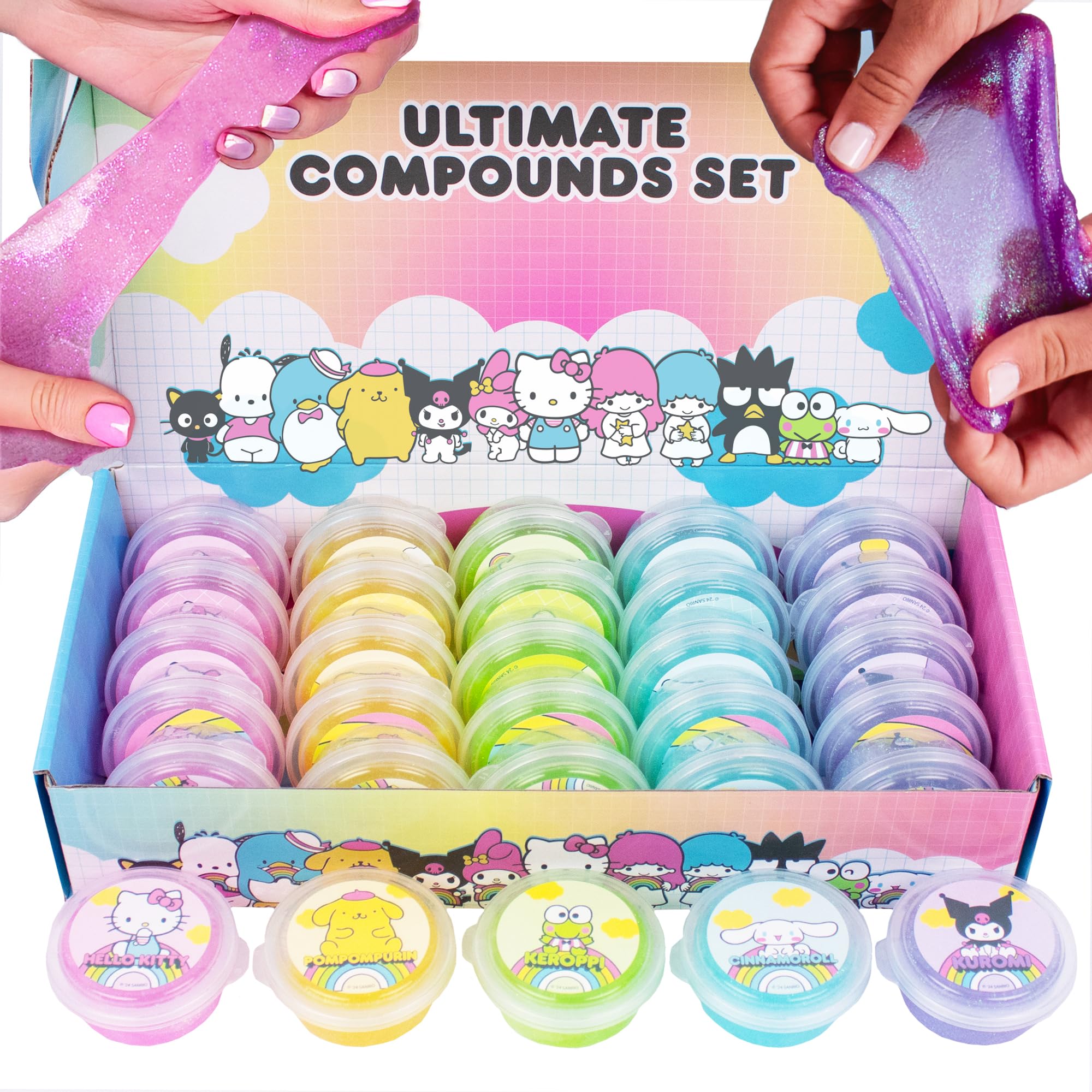 Original Squishmallows Ultimate Compounds Set, 25-Pack, Scented Glitter Slimes, Slime Party Favors for Kids, Slime Bulk, Kids Party Favors Goodie Bags, Mini Slime, Sludge Toys