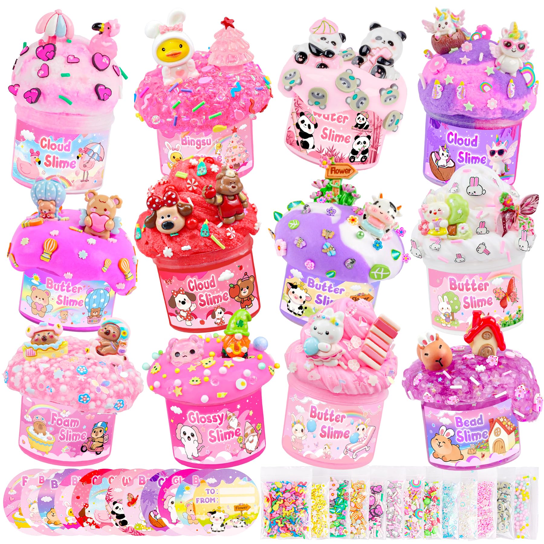 6 Pack Slimes, Pink Slime Kids, Cloud Slime kit for Girls Ages 8-12, Toys for Girls and Boys, for Kids Slime Set Party kit Goodie Bag Stuffers, 4 5 6 7 8 9 10 Year Old Girl Birthday Gift Cute Stuff