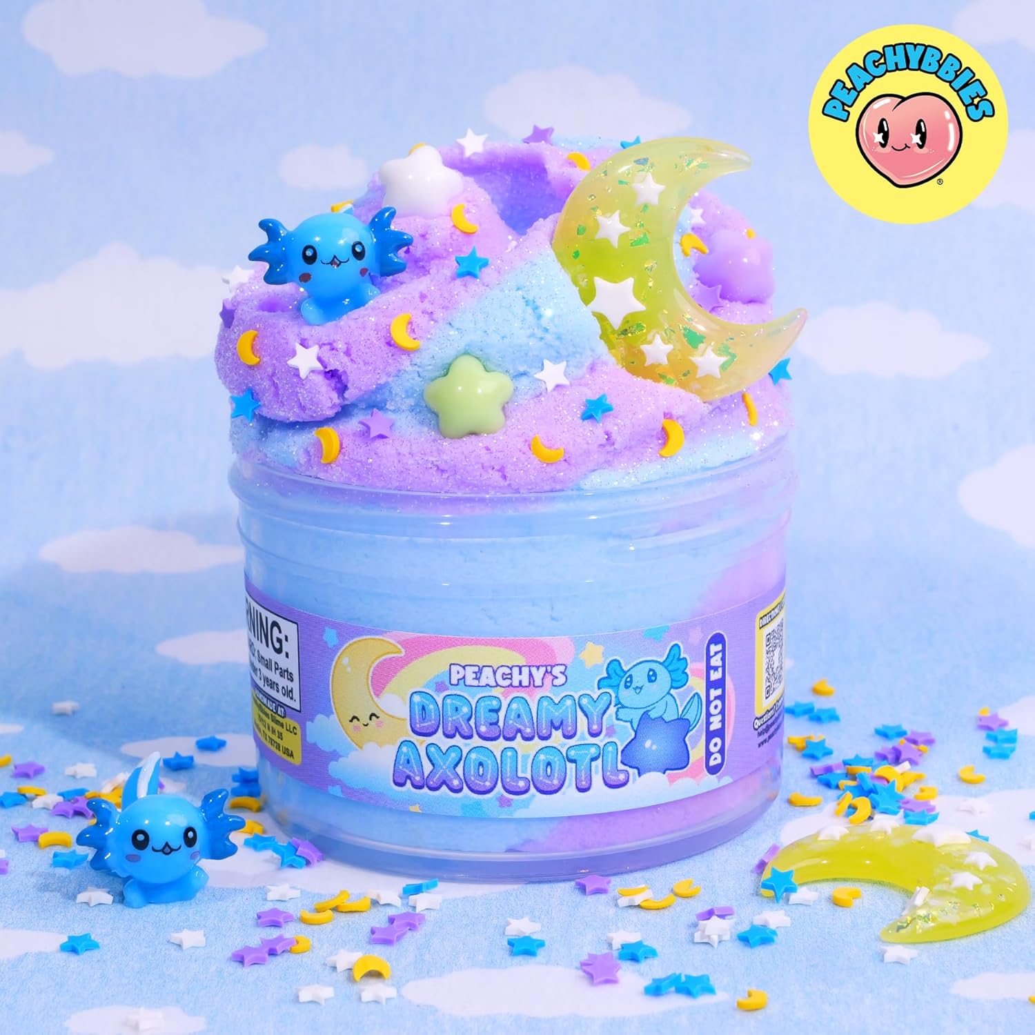 Peachybbies Dreamy Axolotl Cloud Slime - Made in USA Premium, 100% Authentic, 7 oz., Scented for Kids, ASMR, Axolotl Gifts, Slime Charms, Fidget Toys