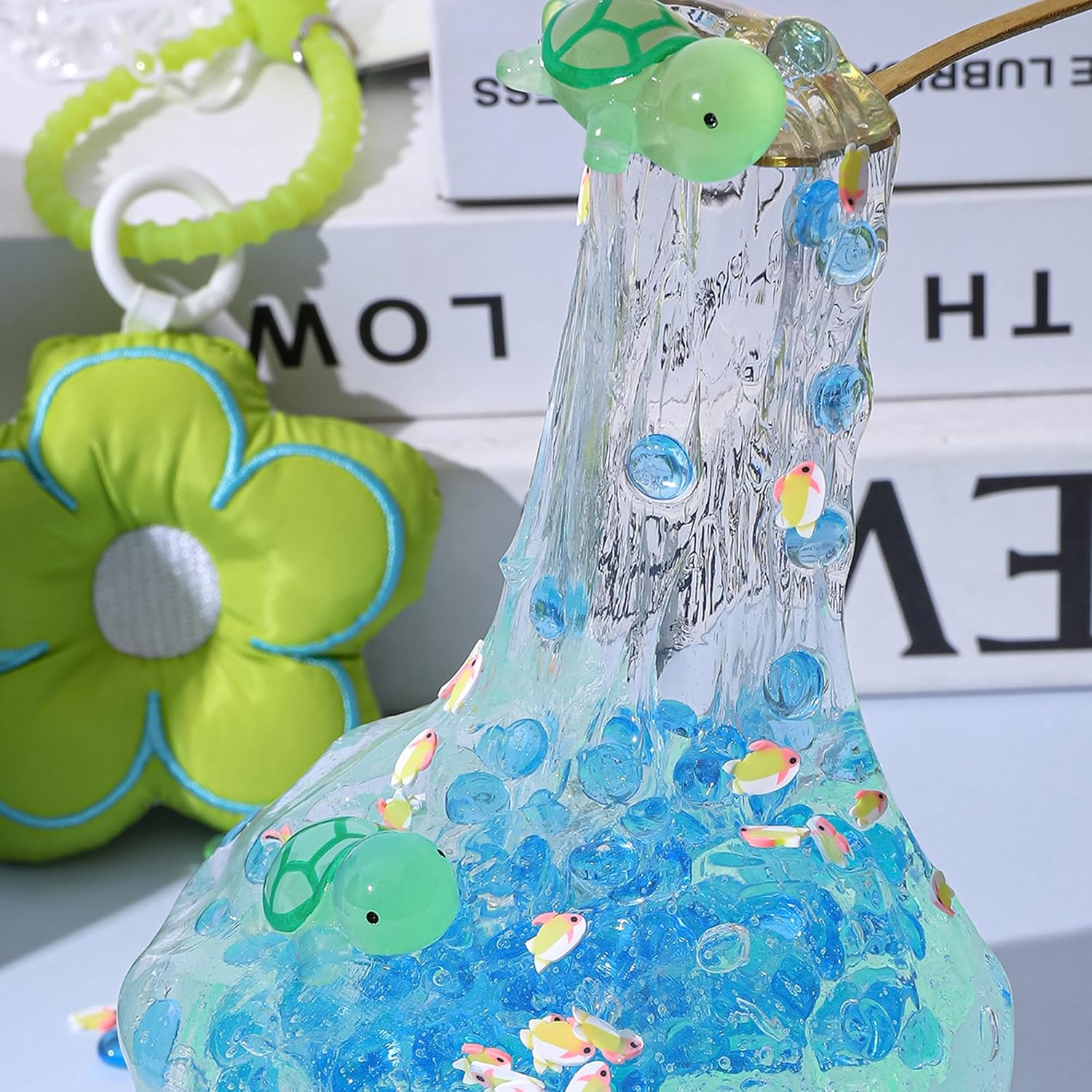 Clear Glitter Slime Kit with Little Turtle Toy for Girls Age 6-14,Crunchy Slime Supplies for Kids,Fun DIY Craft Gift for Birthdays Party Favors