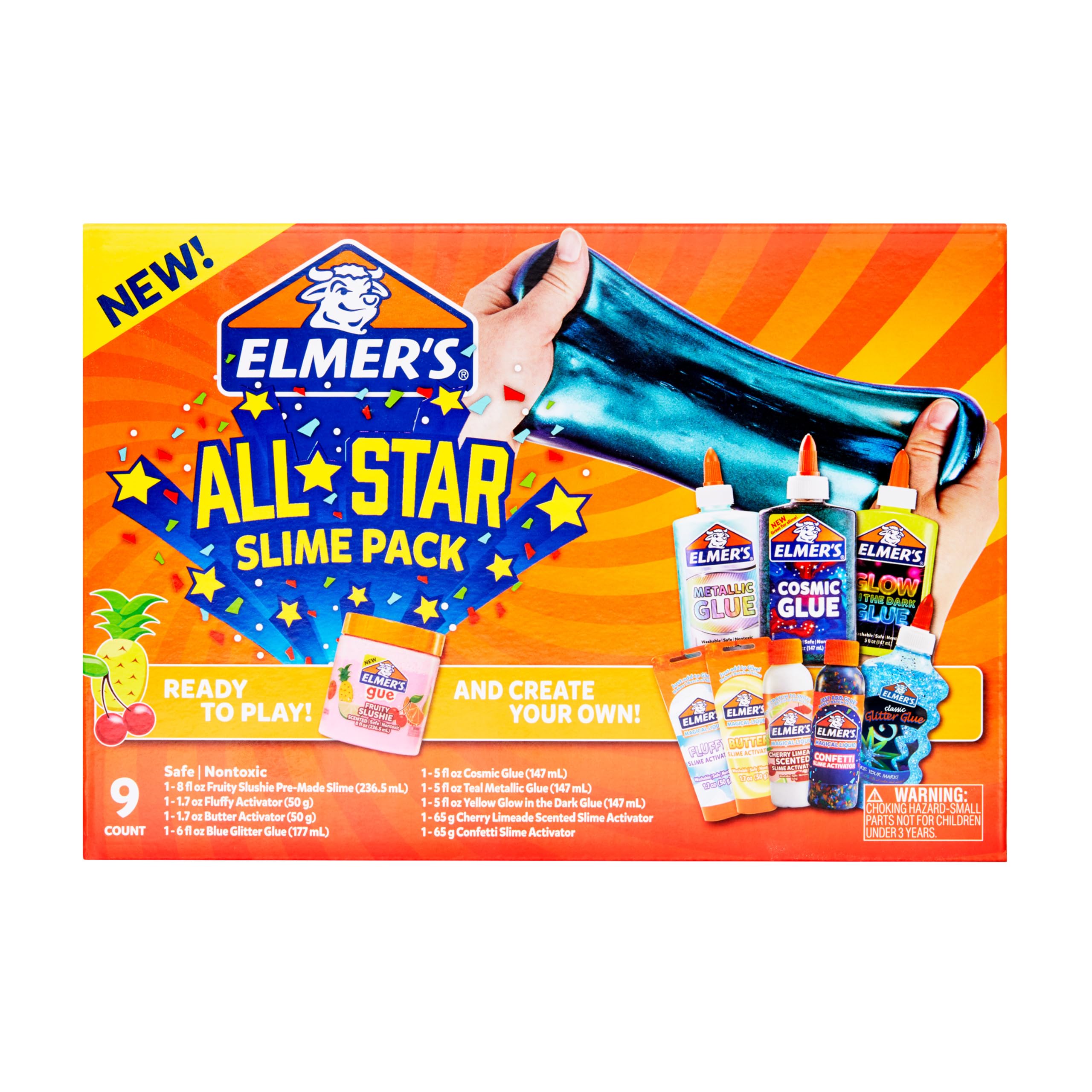 Elmer's Color Rush Slime Kit, Includes Liquid Glue, Activator, Makes Color Changing, Glow in The Dark, Butter Slime and More, 10 Piece Kit - Perfect for Birthday Parties, Gift Idea, Kids Activity