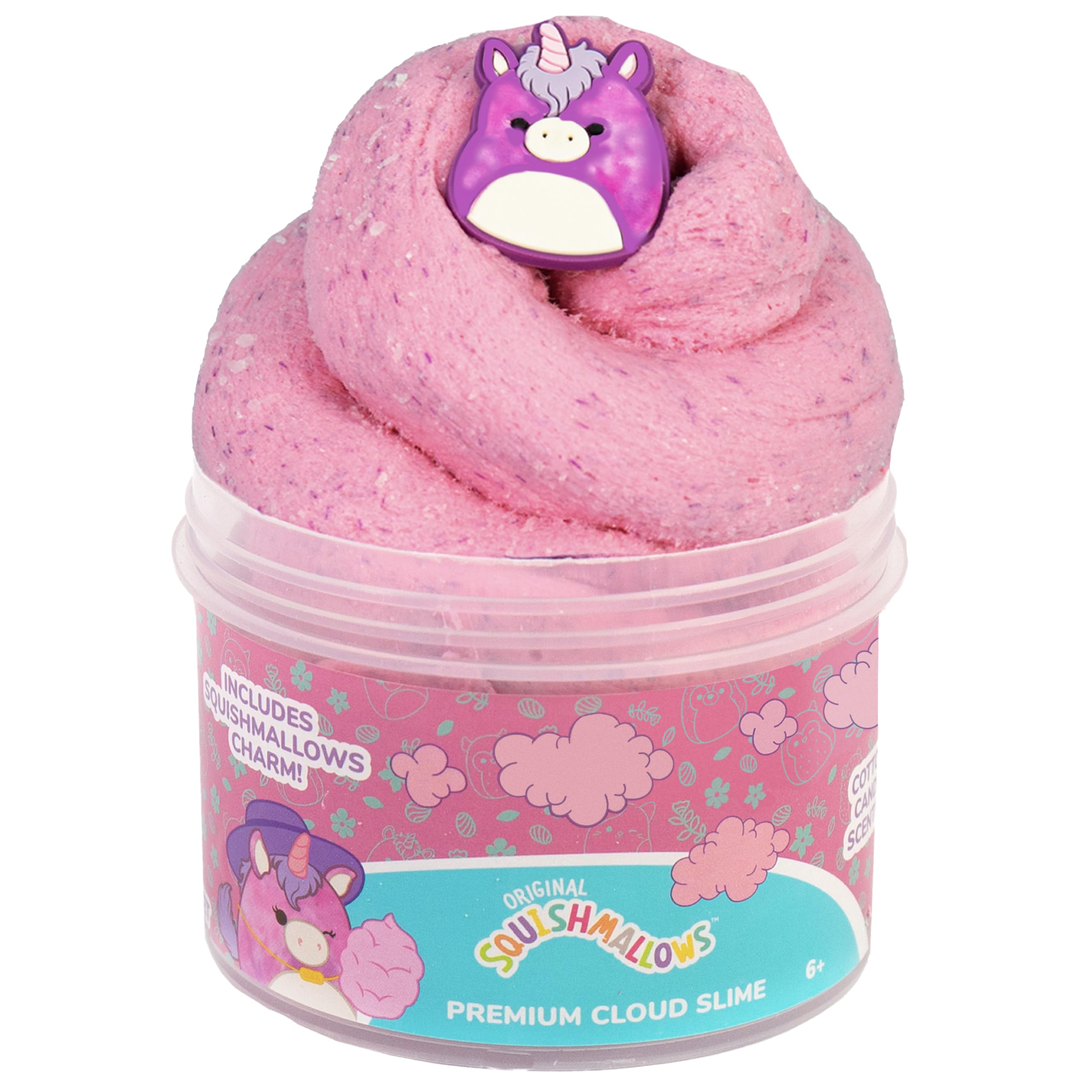 Original Squishmallows Premium Cloud Slime - Lola The Unicorn, Cotton Candy Scent