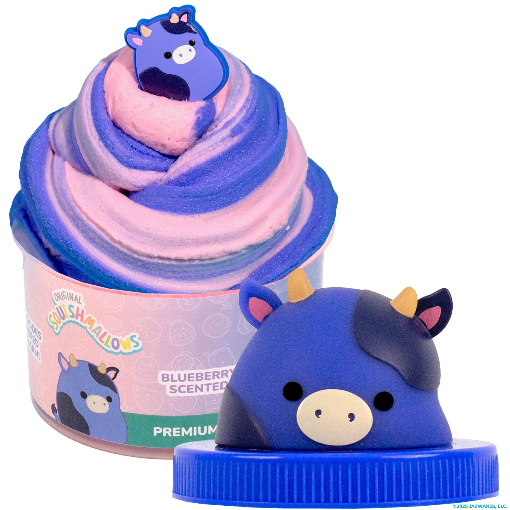 Original Squishmallows Archie The Axolotl Premium Cloud Slime, Cotton Candy-Scented, 8 oz., Storage Container with Figurine Topper, Rubber Charm, Goodie Bags Stuffers, Kids Party Favors, Sensory Toys