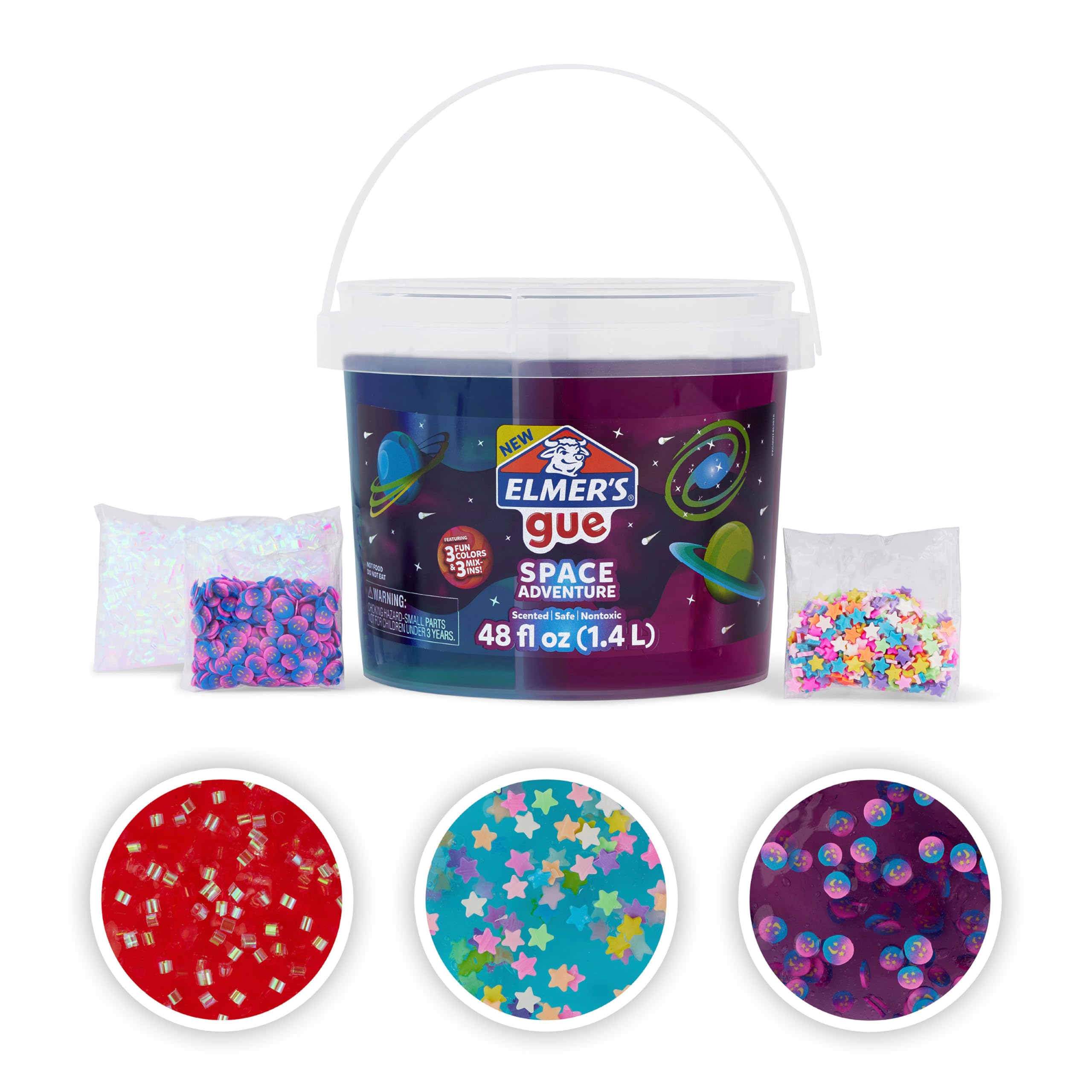 Elmer's Gue Premade Includes 5 Sets of Slime Add-ins, 3 Lb. Bucket, Glassy Clear
