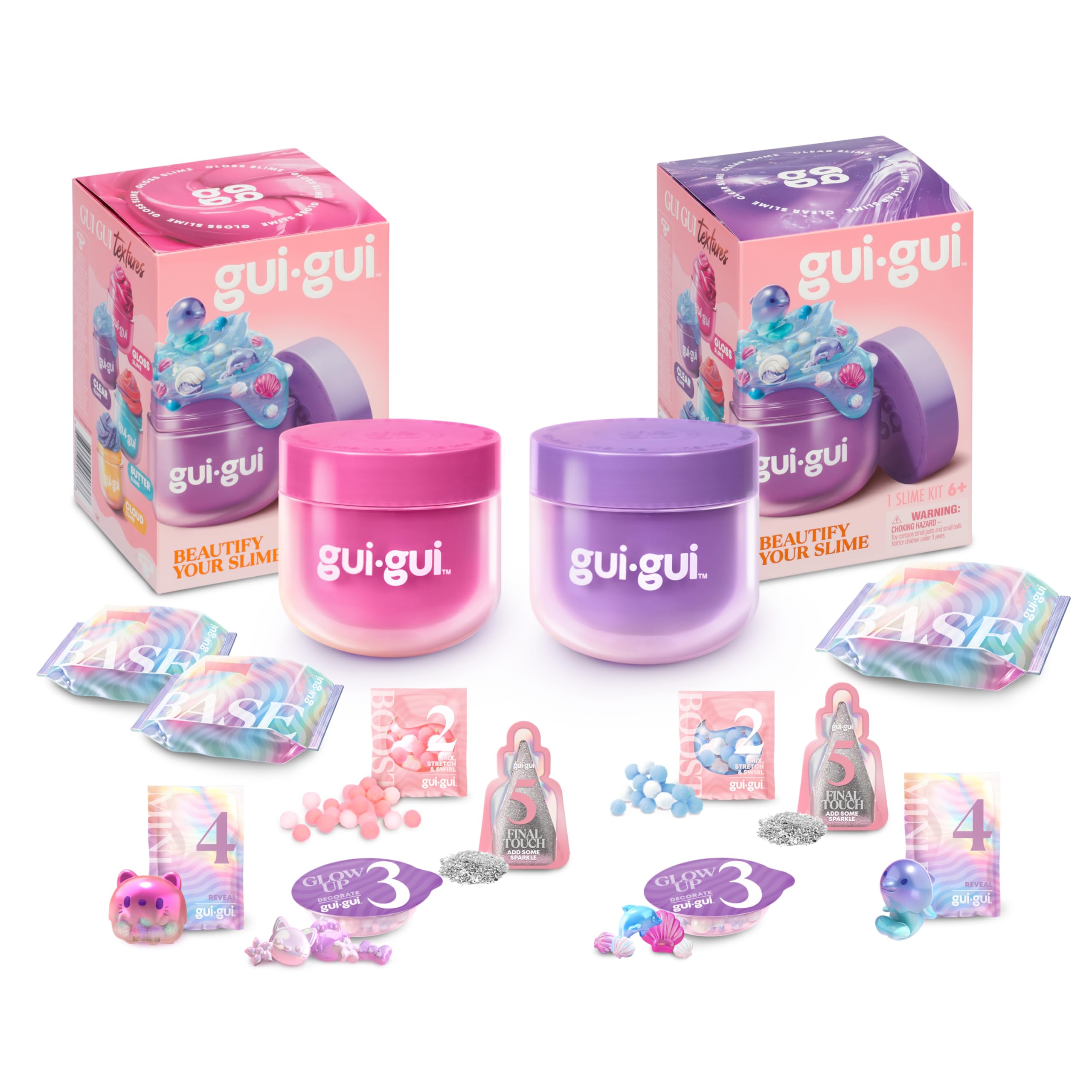 GUI GUI Slime Kit - Scented Slime 1 Pack - 5 Step DIY Process to Customize Your Ultimate Slime Glow-Up, Resealable and Reusable Container, ASMR Experience, 13 to Collect Across Season 1 - Styles Vary