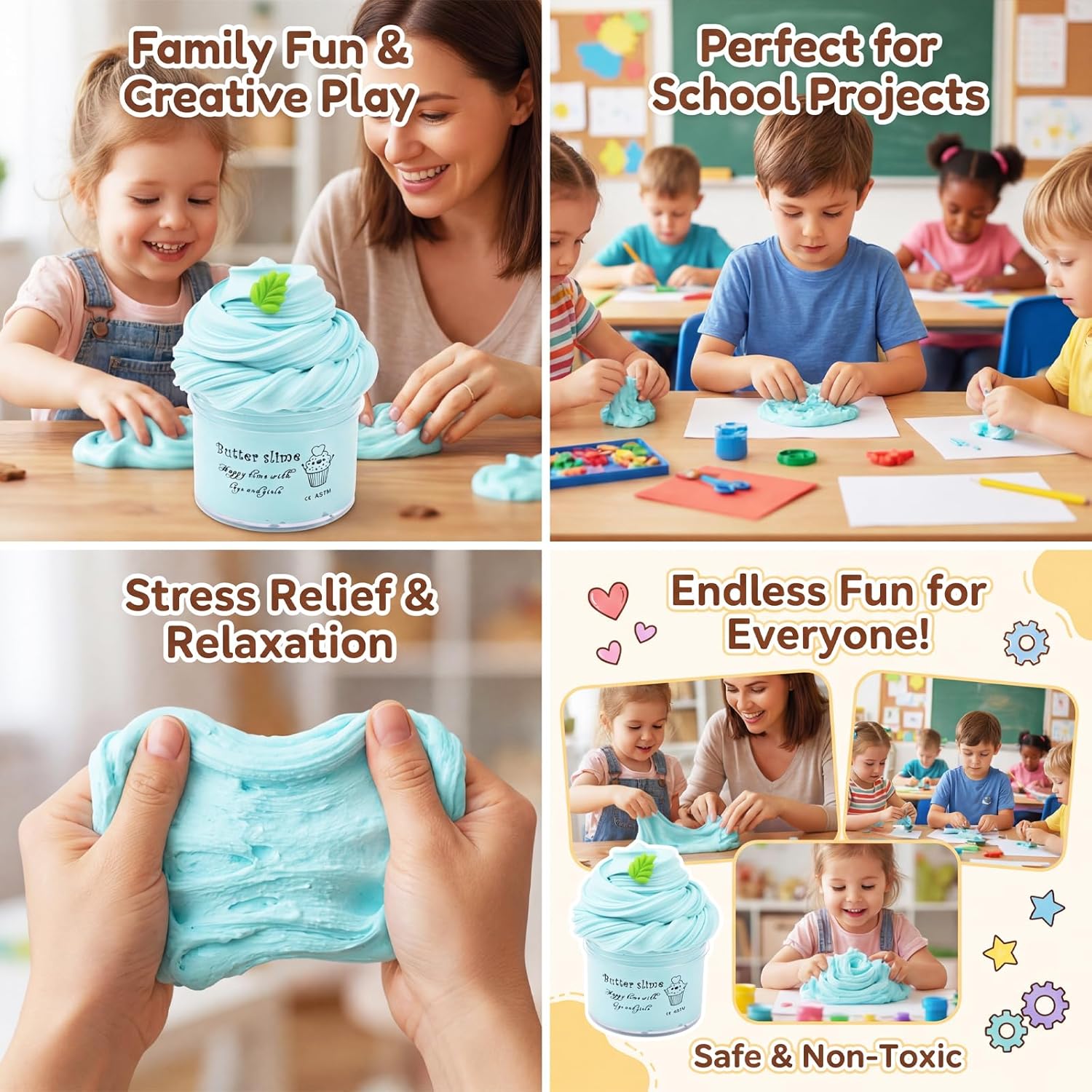 Sky Blue Butter Slime, Stress Relief Scented Slime Toy for Girls Boys, Non-Sticky, Party Favors, Prize, School Education, Birthday Gifts(7oz 200ML)