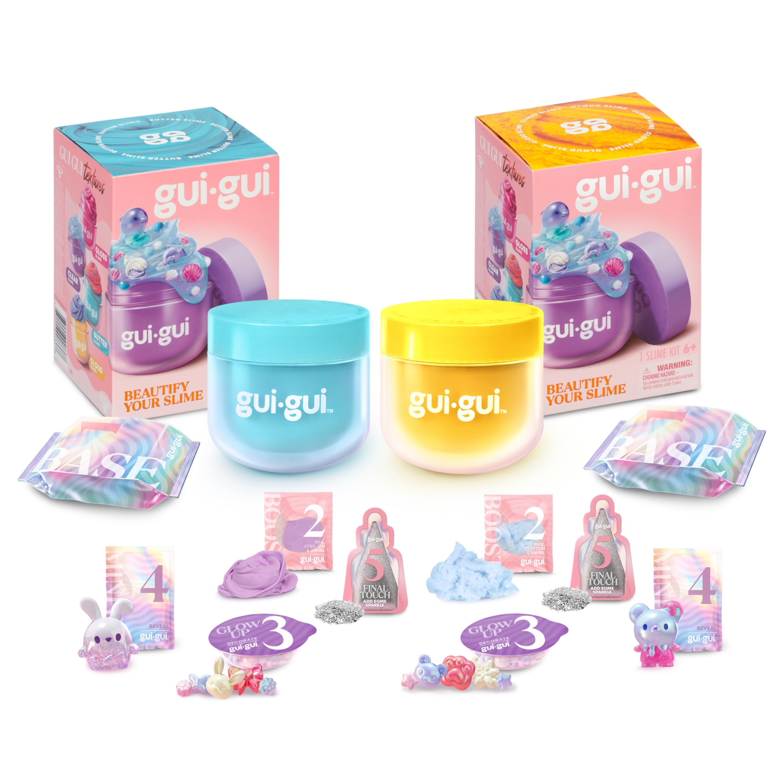 GUI GUI Slime Kit - Scented Slime 1 Pack - 5 Step DIY Process to Customize Your Ultimate Slime Glow-Up, Resealable and Reusable Container, ASMR Experience, 13 to Collect Across Season 1 - Styles Vary