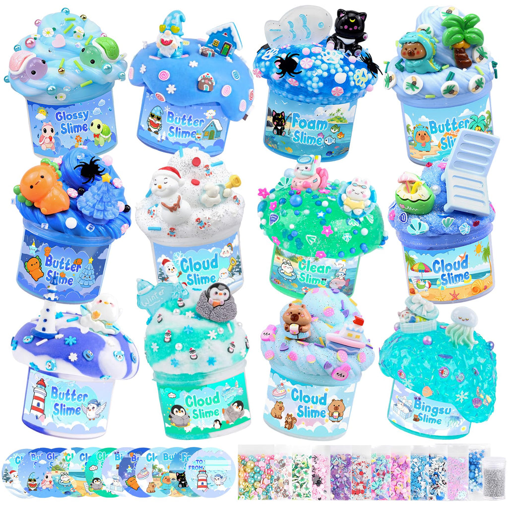 Blue Ocean Series✨6-Box Super Cute Squeeze Toys|Cloud & Butter Dual Texture|Ultimate Party Gift|Surprise That Makes Kids Scream with Joy