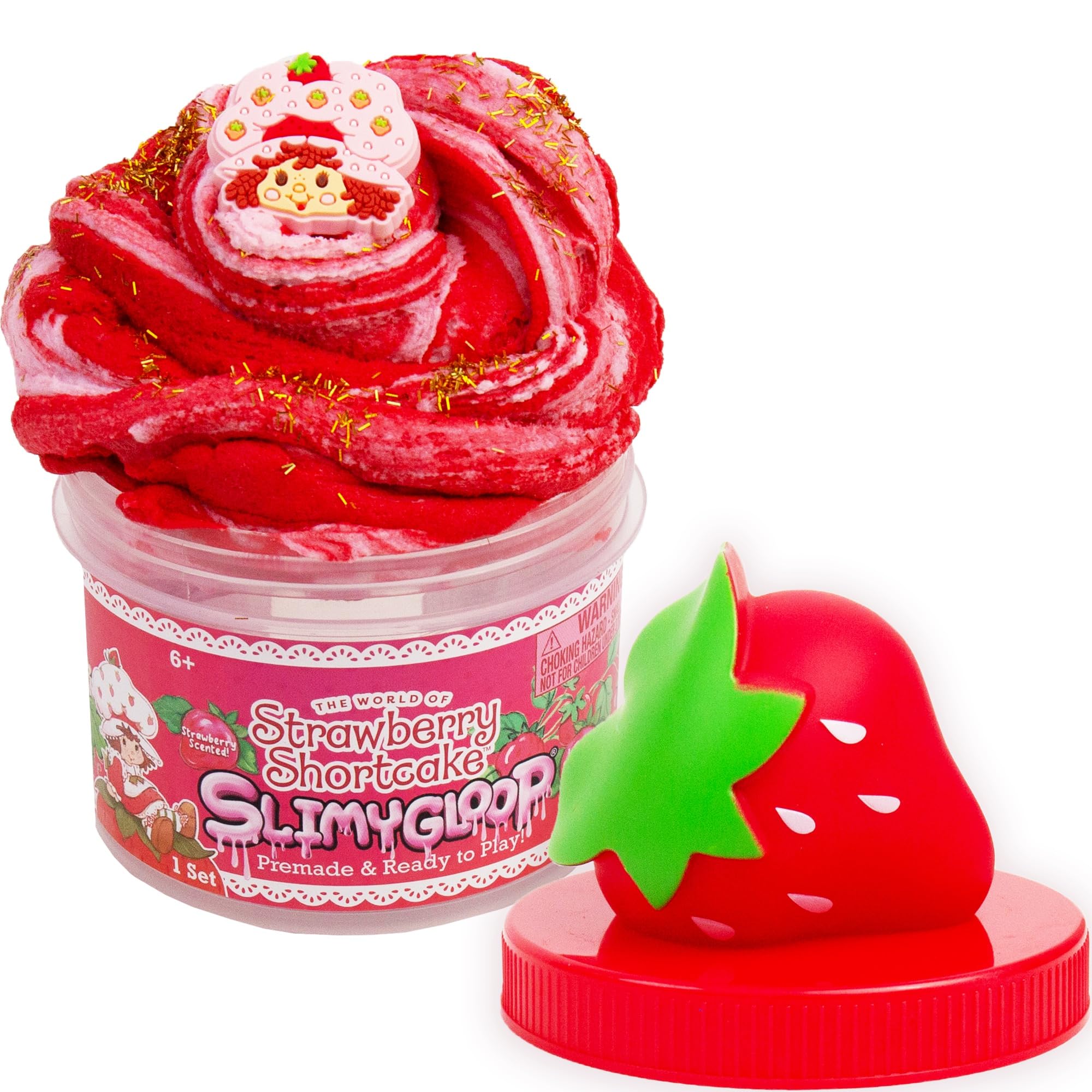 Hello Kitty SLIMYGLOOP Jar, 8 oz Red & White Cotton Candy Scented Slime, Includes Beads & Hello Kitty Charm