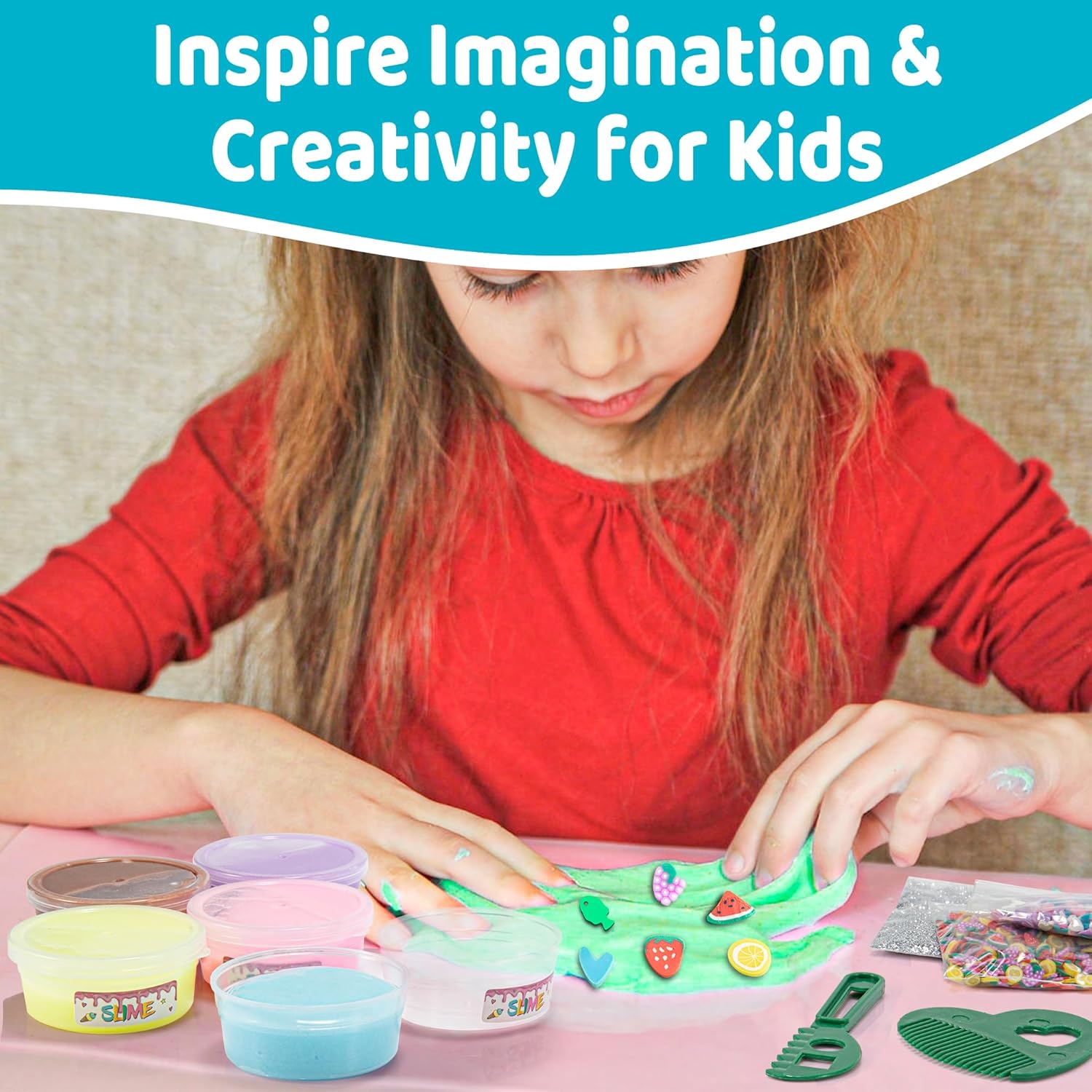 Slime Kit for Girls and Boys, Safe and Fluffy Slime for Kids, Stress Relief Kids Slime Kits for Toddlers, Stretchy Butter Slime Pack of 6