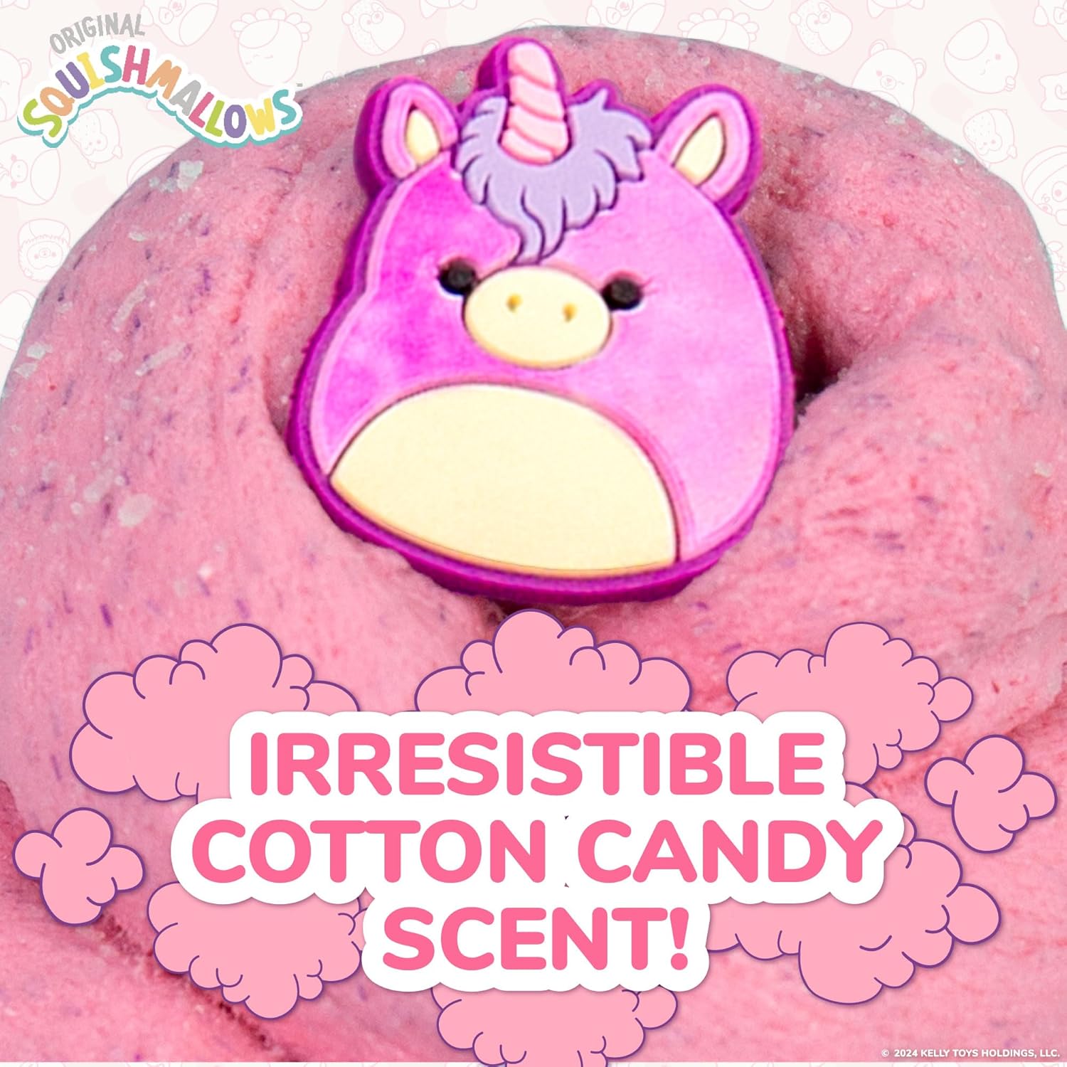 Original Squishmallows Premium Cloud Slime - Lola The Unicorn, Cotton Candy Scent