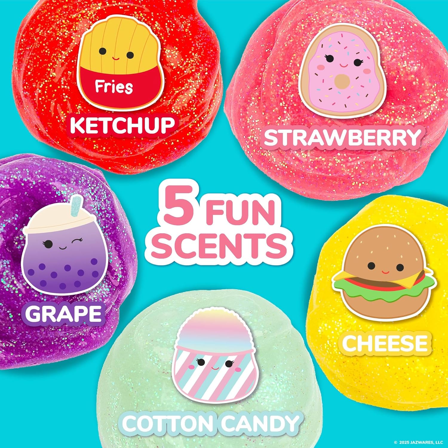 Original Squishmallows Ultimate Compounds Set, 25-Pack, Scented Glitter Slimes, Slime Party Favors for Kids, Slime Bulk, Kids Party Favors Goodie Bags, Mini Slime, Sludge Toys