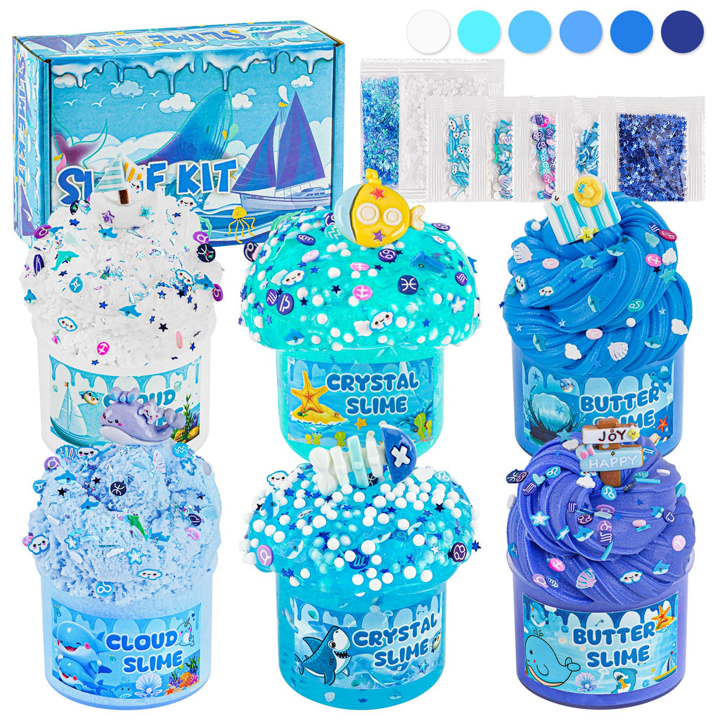Blue Ocean Series✨6-Box Super Cute Squeeze Toys|Cloud & Butter Dual Texture|Ultimate Party Gift|Surprise That Makes Kids Scream with Joy