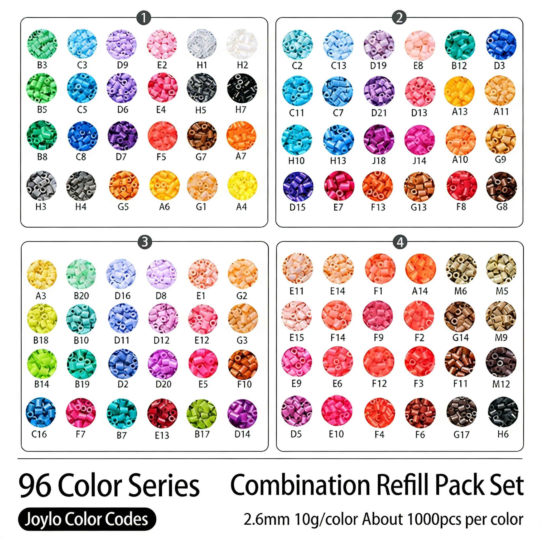 96-Color Fuse Beads Collection | DIY Perler Bead Refill Set