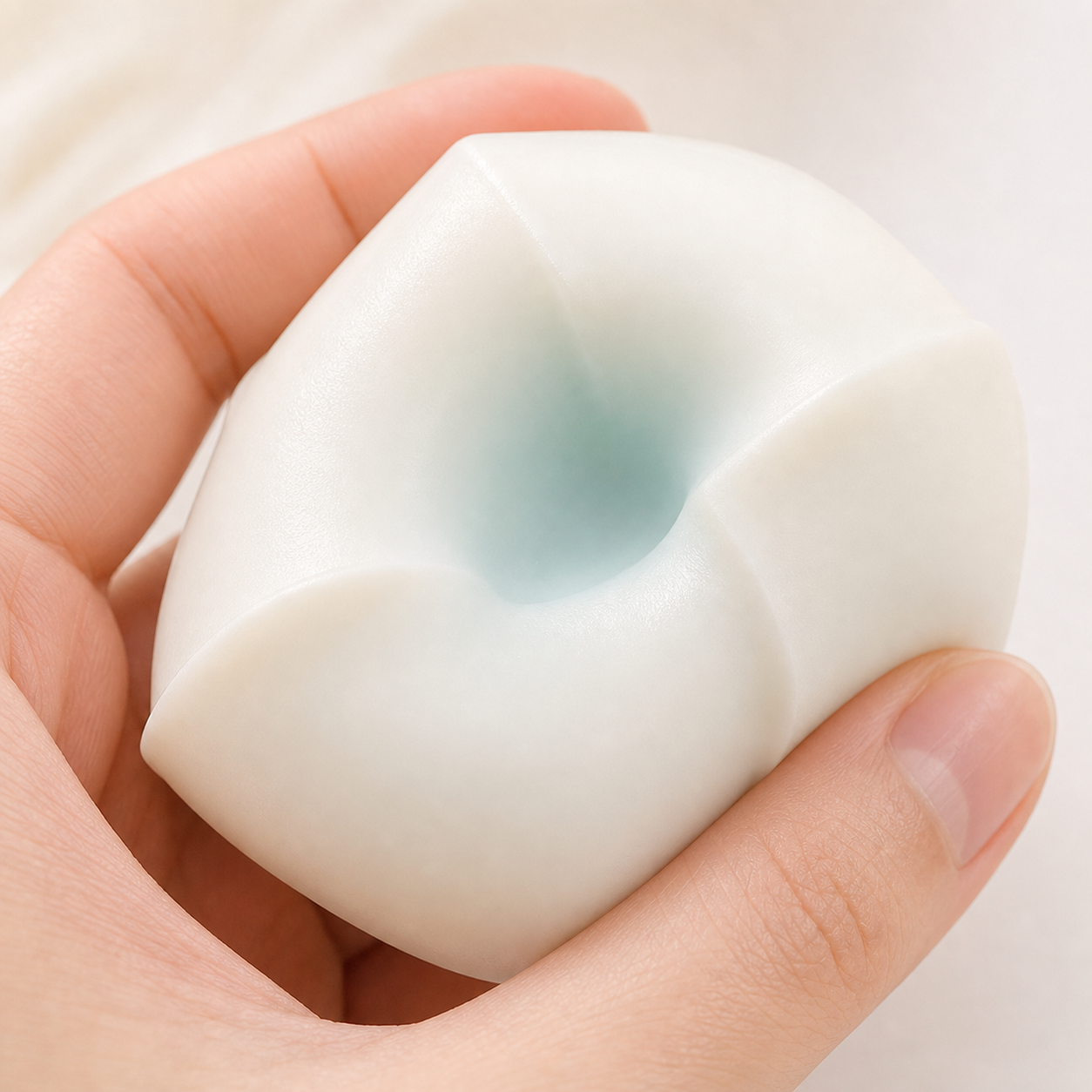 Close-up texture of tofu mochi squishy stress ball