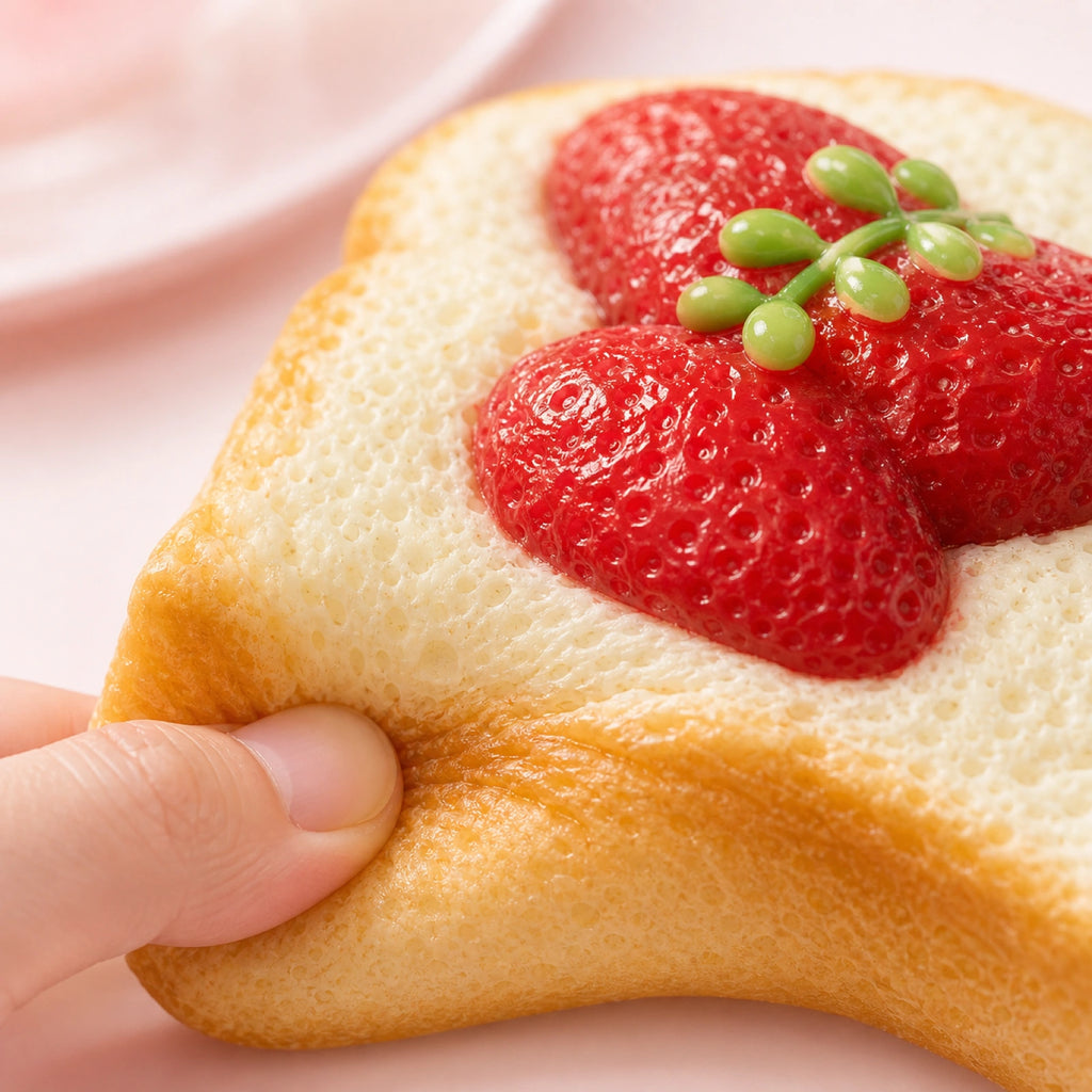 Close-up of handmade food-shaped squishy toy texture