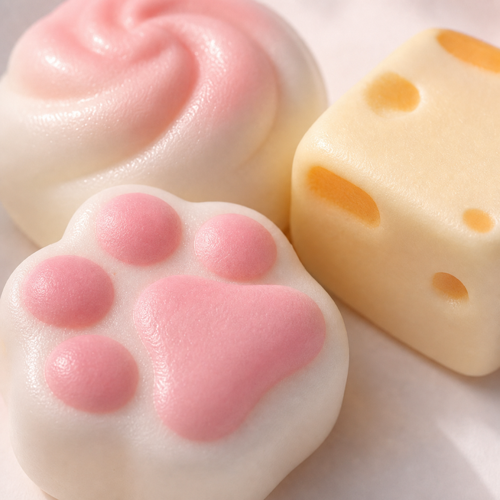 Close-up of kawaii squishy toy textures and rounded details