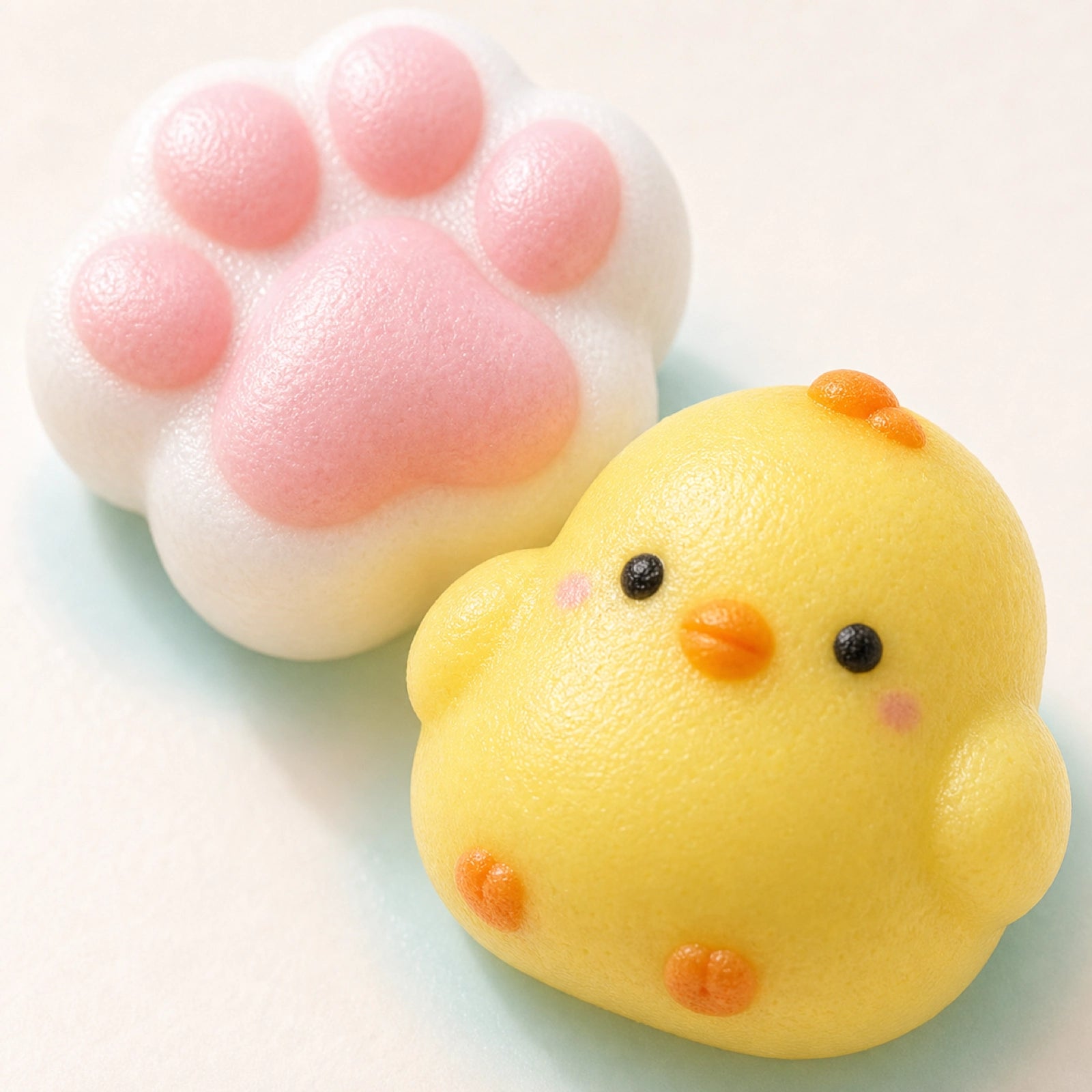 Close-up of kawaii squishy toy texture and rounded details